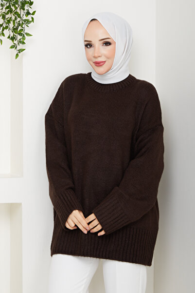 Pamuk Butik Women's Crew Neck Oversize Knitwear Sweater