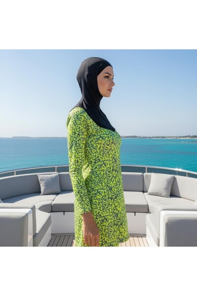 Lio20 Γυναικείο Χιτζάμπ Χιτζάμπ ελαστικό ύφασμα Αθλητικό Καπέλο – Νίντζα Καπέλο με Κολάρο – Θάλασσα Πισίνα – Μαύρο