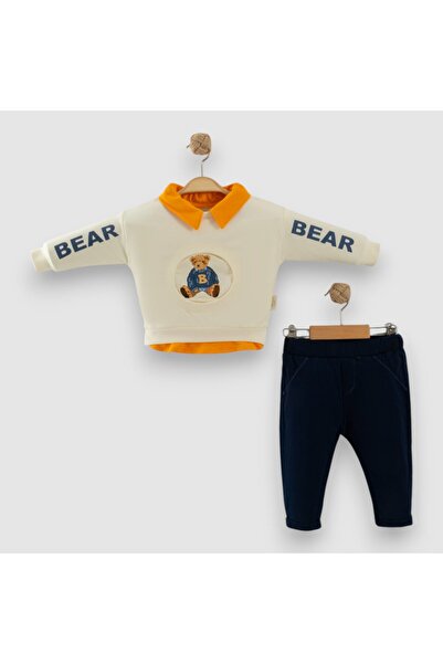 baume clothes Baby Boy Shirt with Detail Bear 2-Piece Set