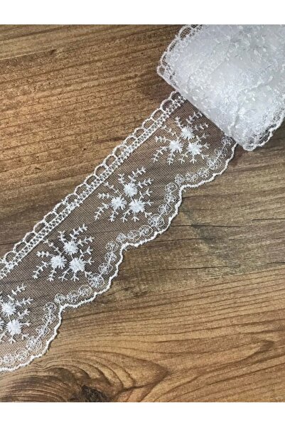 Butik İmza Güpür piyasa desen 9 metre bant ekru piyasa desen