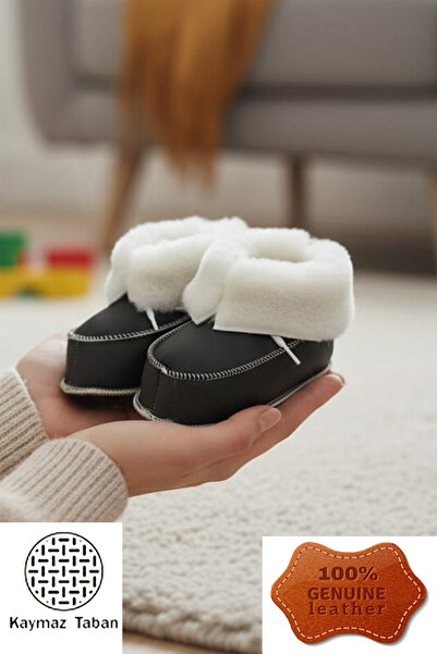 CEYDA SHOES Nursery, Baby, Children, Genuine Leather, Soft, Non-Slip Soles, Fur House Boots, Slippers, Booties