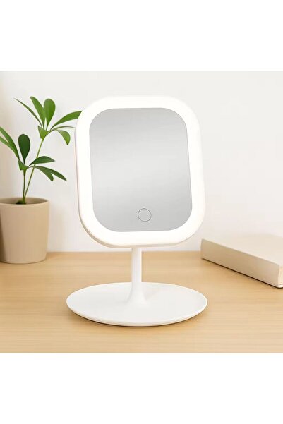 Noor Modern LED-lit mirror with a base, touch-operated, white color, 14*19*30