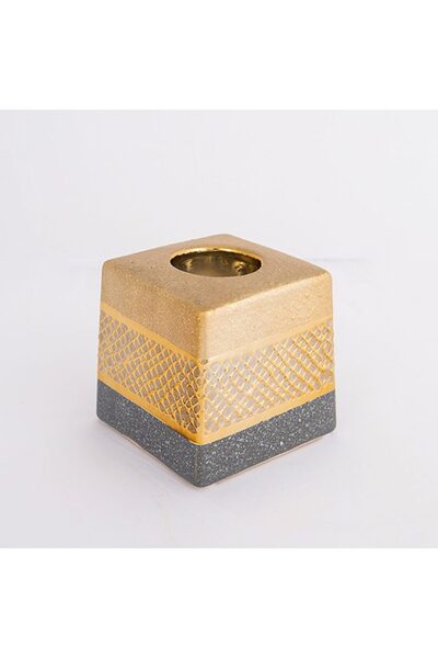 EUROLAMP Suport lumânare ceramică H10 cm Auriu-Gri Nisip