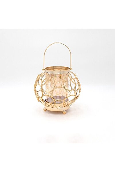 EUROLAMP suport lumânare metal-sticlă H19 cm auriu