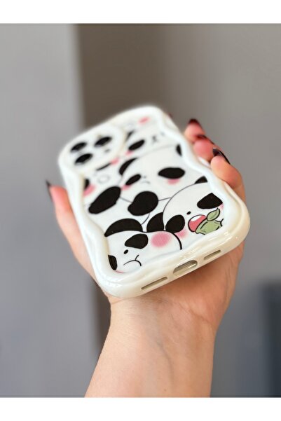 MİRAZ TASARIM iPhone 14 Pro Panda Patterned Cream Color Case