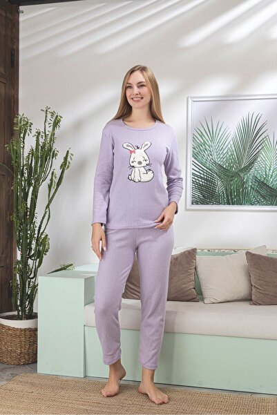 ELİTOL Cute Bunny Lilac Women's Pajama Set