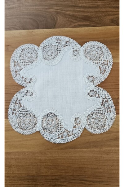 BRL ÇEYİZ HOME غطاء طاولة القهوة Zigon من الدانتيل الفرنسي