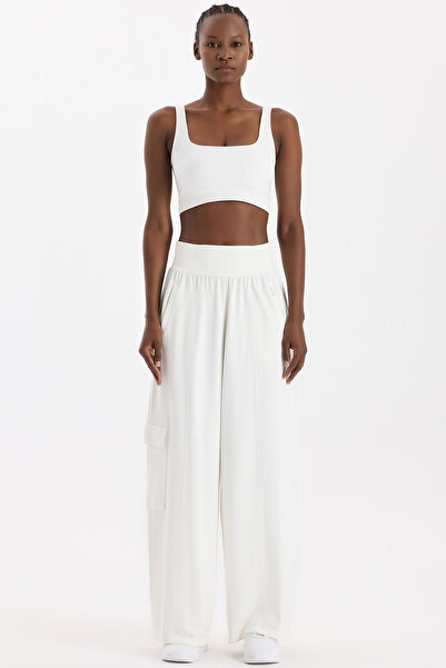 COMEUP Ψηλόμεσο παντελόνι πλαϊνή τσέπη τεμαχίων σε λευκό χρώμα