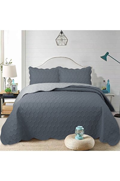 GOBLETTE HOME Perla Series Double Quilted Bedspread Set - Honeycomb Pattern -...
