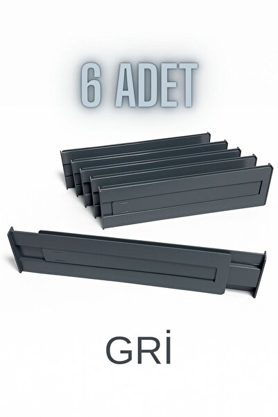HızlıTrend 6 Adet Akrilik Gri Teleskopik Ayarlanabilir Çekmece İçi Düzenleyic...
