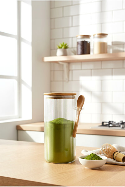 FH finehome Neta Bamboo Lid Glass Jar 10X20Cm