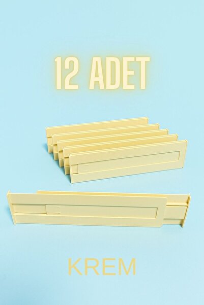 HızlıTrend 12 Adet Akrilik Krem Teleskopik Ayarlanabilir Çekmece İçi Düzenley...