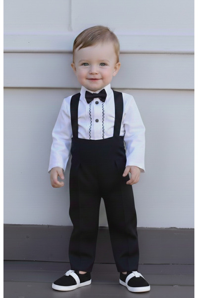 Heymino Sandy Siyah Erkek Çocuk Şık Salopet Pantolon Takım – Gömlek, Ceket, P...