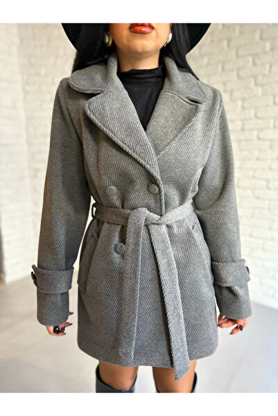 moneta boutique Women's Cashmere Textured Lined Cashmere Coat