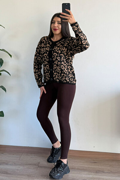 CİDDE Women's Leopard Patterned Cardigan