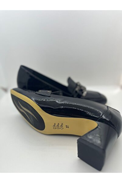 VEYİS USTA Thick Heeled Casual Stylish Genuine Leather Blunt Toe