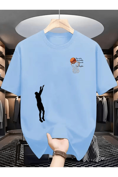 ALEYZA MODA Men's Basketball Player Printed Oversized T-Shirt