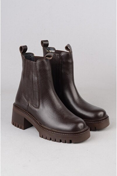 SEÇ KUNDURA SEÇ 2562 Cizme de damă din piele naturală cu talpă groasă maro