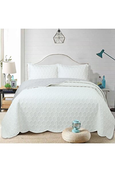 GOBLETTE HOME Perla Series Double Quilted Bedspread Set - Honeycomb Pattern -...