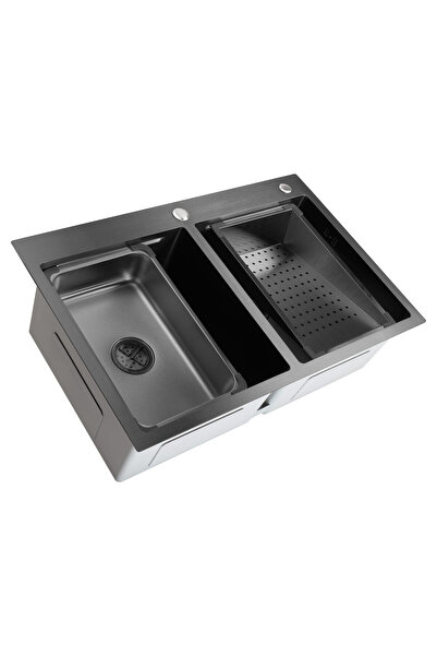 SanDonna KITCHEN SINK SET HD7850DR BLACK + ANDRA MIXER, TOTAL BLACK