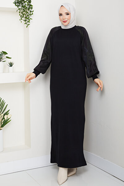 Pamuk Butik Kadın Kolu İpek Kupra Merserize Triko Elbise