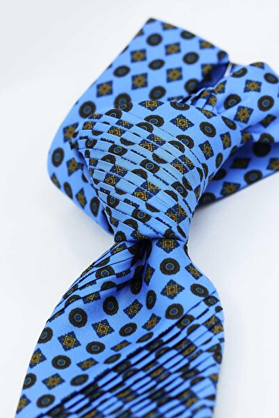 Kravatkolik Πλισέ γραβάτα με μπλε μοτίβο σε στυλ Sambuchi CRK93