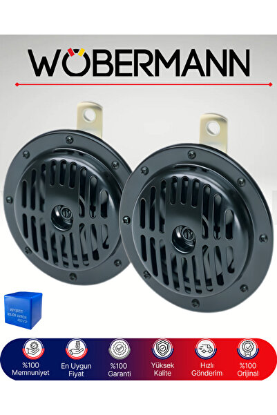Wöbermann Siyah Kafesli 12V Korna Seti (2'li) ve Korna Rölesi – Yüksek Ses Su...