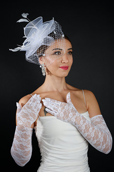 Hayalperest boncuk Dirsek Uzunluğunda Dantel Gelin Eldiven Seti ve Şık Nikah ...