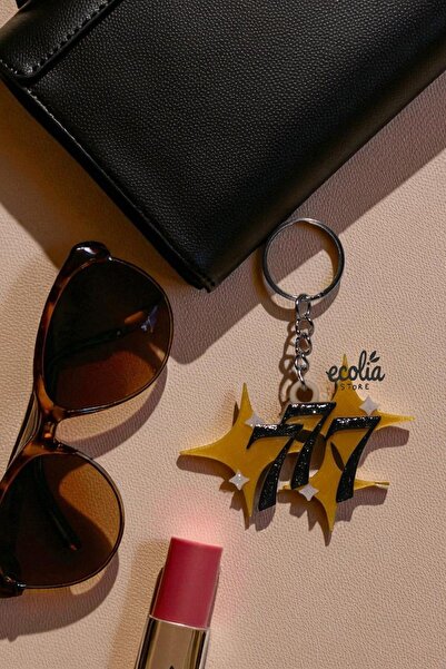 ecolia store 777 Number Sequencer Keychain & Bag Charm – Symbol of Luck and Positive Energy, Shiny Glitter Design