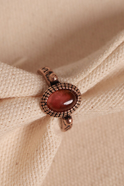 Süspüs Accessories Adjustable Authentic Copper Ring with Agate Stone