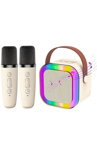 OEK Karaoke speaker set with 2 microphones, portable pink, 6W