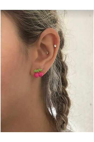 cmtgroup Minimal Colorful Brass Plated Cherry Earrings