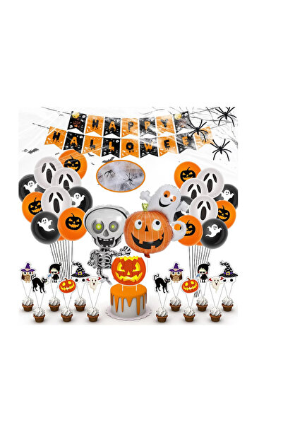 OEM Set 69 piese decoratiuni pentru Halloween, hartie, latex, multicolor