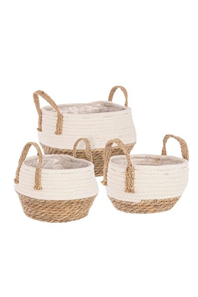 Bizzotto Set de 3 coșuri Aletha - Alb/ -