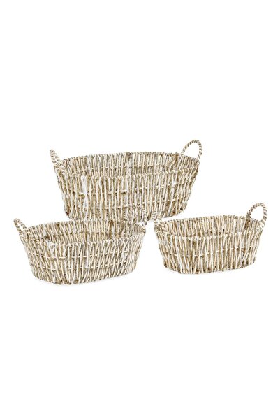 Bizzotto Set de 3 coșuri Astrid crem-auriu