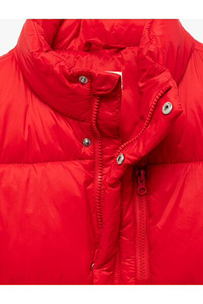 Koton Mock Neck Pocket Detailed Loose Fit Zippered Sleeveless Inflatable Vest