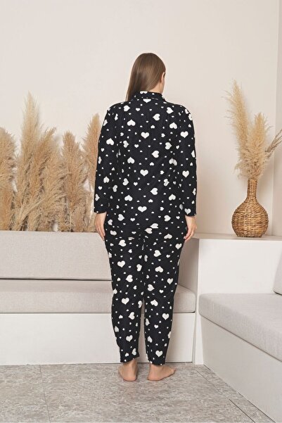 Asel Plus Size Buttoned Suede Pajama Set