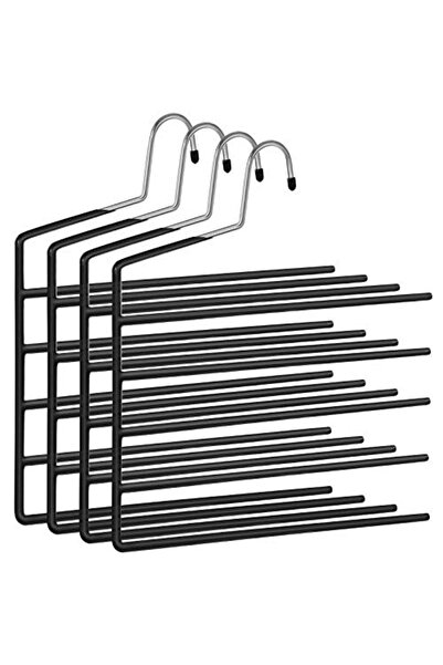 Talis Set of 4 hangers with 5 metal bars, Songmics, Black, 35x32x0.5 cm