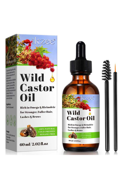 IKZEE Ulei de ricin sălbatic, stimulează creșterea părului, 100%, fără hexan,...