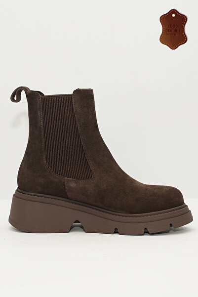 wanita milano Kadın Hakiki Deri Günlük Bot Chelsea Ortopedik Kalın Taban El Yapımı – Siyah & Kahve