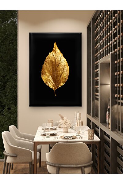 ESLEM “Altın Yaprak Desenli Kanvas Tablo – Kaliteli Baskı Modern ve Şık Dekor...