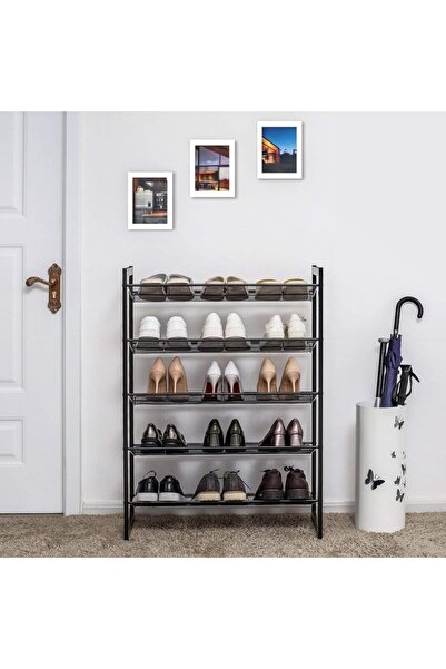 Talis Pantofar, Songmics, 5 rafturi, 15-20 perechi, Negru, 30.5 x 74 x 103.8 cm