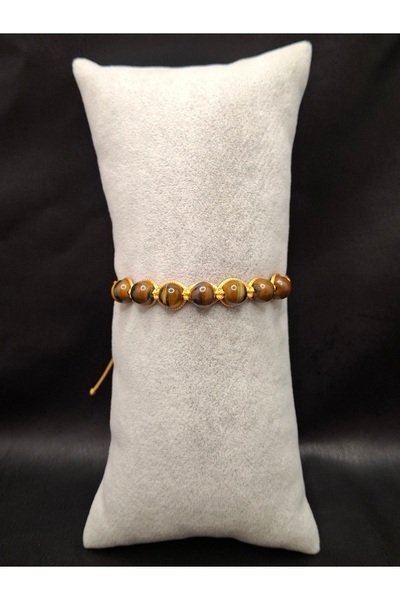 Han Ticarethane Natural Tiger's Eye Stone Macrame Bracelet