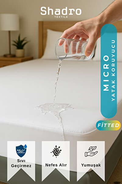 Shadro Textile Micro Fitted Full Edge Waterproof Liquid-Proof Single/Double Mattress Protector Mattress Cover White