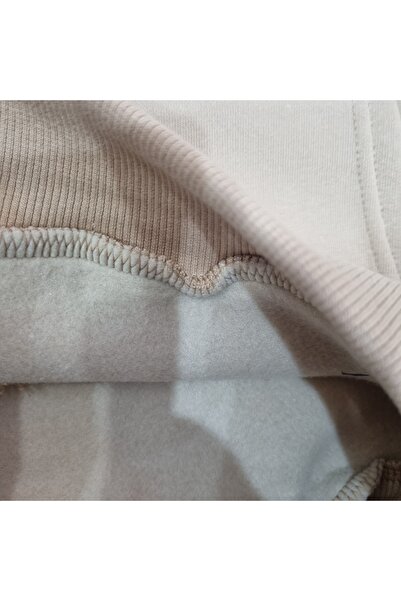 Uğur bebe Light Brown Thick 3 Thread Sh Fleece-Lined K Hooded Unisex Sweatshirt.Cotton Winter Model, Plump Quality