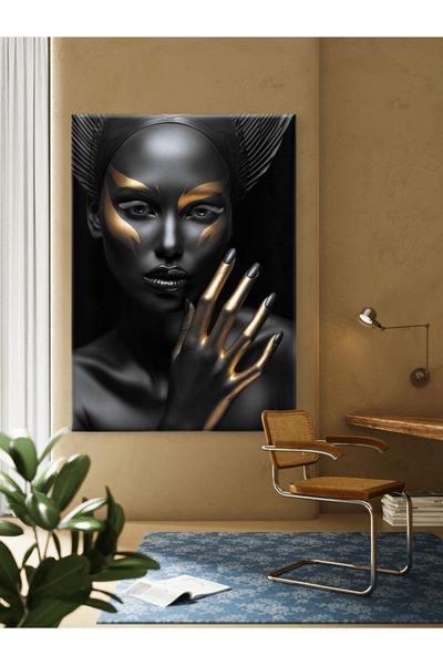 ESLEM Altın Detaylı Kadın Portre Kanvas Tablo – Kaliteli Baskı Şık ve Modern ...