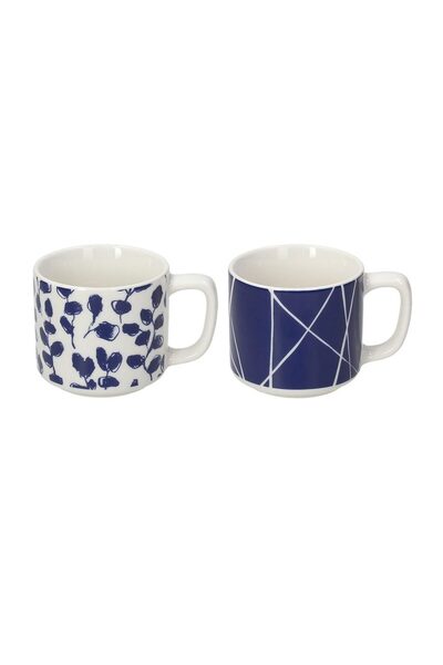 Tognana Navy Bloom Tea Cup - White/Blue, 100 ml