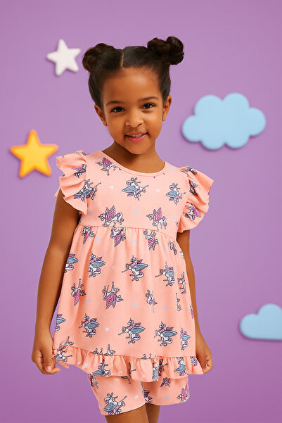 BONY SOCKS Top de pijama pentru fetiță cu volane, roz