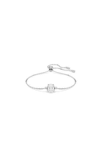 Swarovski Birthstone Bileklik, Kare kesim, Nisan, Beyaz, Rodyum kaplama