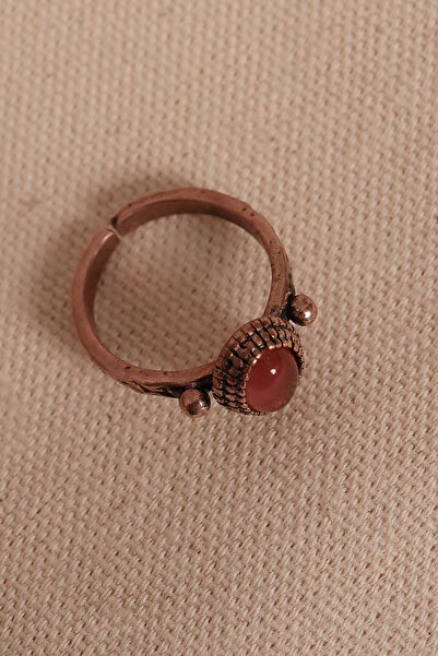 Süspüs Accessories Adjustable Authentic Copper Ring with Agate Stone